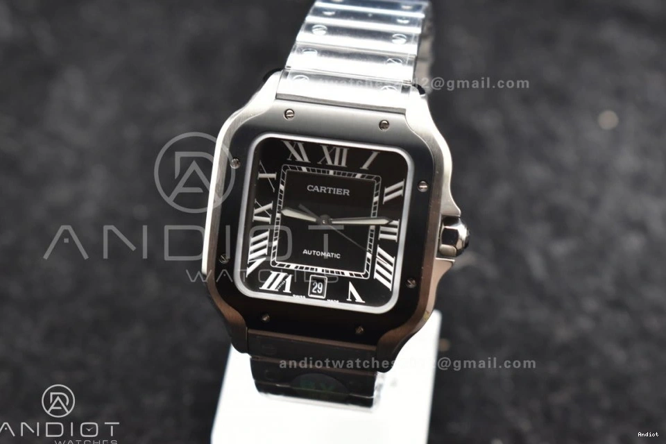 MIYOTA 1:1 Cartier Black Best 40mm on Dial SS Santos Gray Edition 9015 SS de Bezel Bracelet BVF 0401